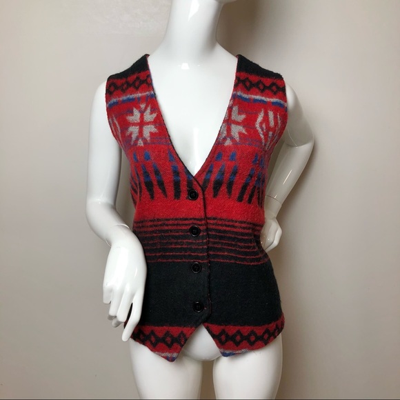 Vintage Wool Vest Southwestern Print Medium - Picture 4 of 8